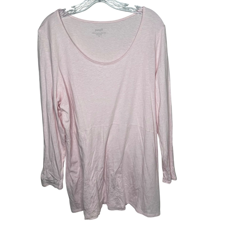 Pure Jill Seamed Swing Tunic Women's Pink Long Sleeve Neck XL Cotton Modal Rayon